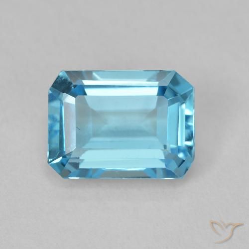 2.00ct Natural Azul Suíço Topázio, Corte Esmeralda, VVS-VS