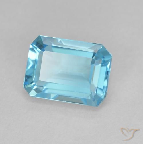Topázio Azul Suíço Natural 2.00ct, Corte Octógono / Esmeralda, VVS-VS