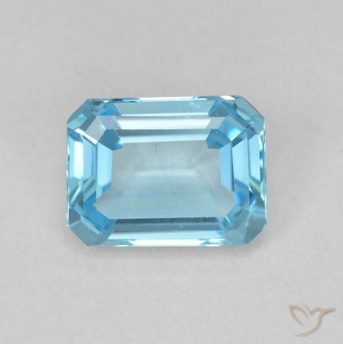 2.00ct Natural Azul Suíço Topázio, Corte Esmeralda, VVS-VS