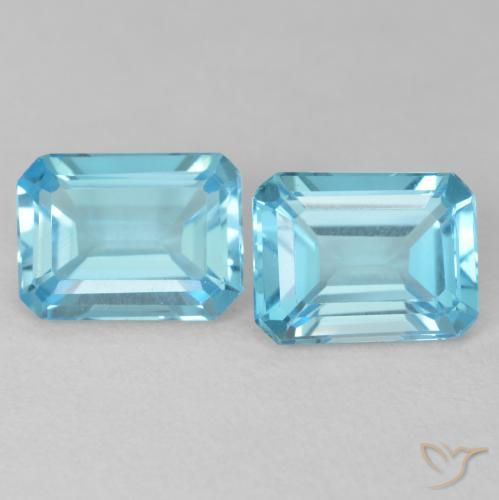 3.70ctw Natural Azul Esverdeado Claro Topázio, Corte Esmeralda, VVS-VS