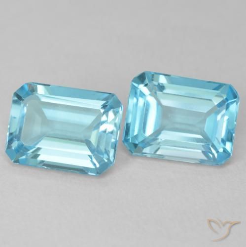 Pedras preciosas de Topázio Azul Esverdeado Claro natural de 3.70 ct, Corte Octógono / Esmeralda, VVS-VS