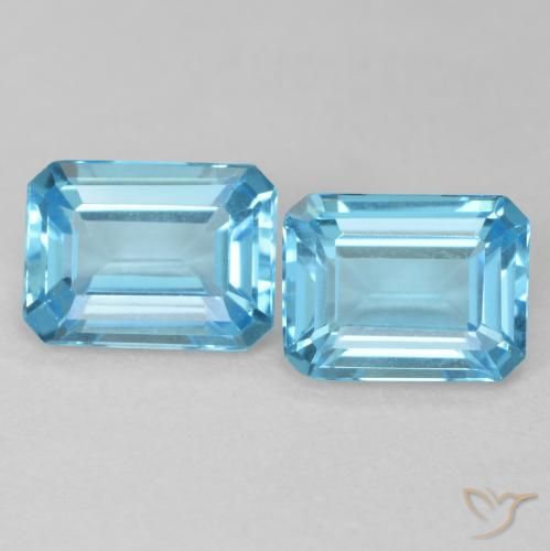3.75ctw Natural Azul Suíço Topázio, Corte Esmeralda, VVS-VS