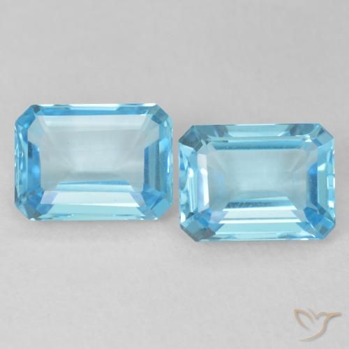 3.68ctw Natural Azul Suíço Topázio, Corte Esmeralda, VVS