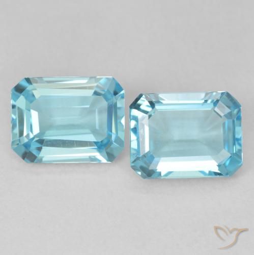 3.32ctw Natural céu azul claro Topázio, Corte Esmeralda, VVS-VS