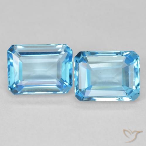 4.00ctw Natural Azul Suíço Topázio, Corte Esmeralda, VVS