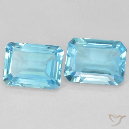Pedras preciosas de Topázio Azul claro natural de 3.60 ct, Corte Octógono / Esmeralda, VVS