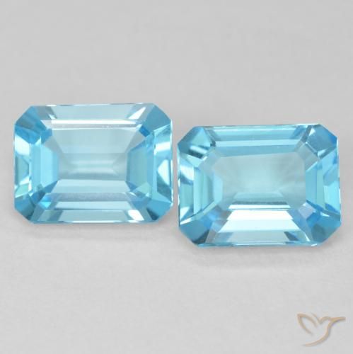 3.62ctw Natural Azul Suíço Topázio, Corte Esmeralda, VVS