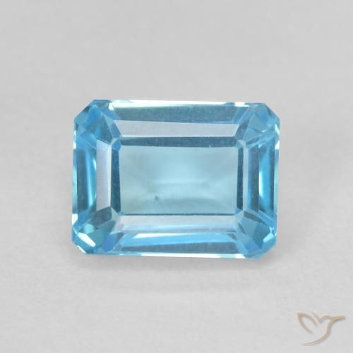 2.23ct Natural Azul Suíço Topázio, Corte Esmeralda, VVS