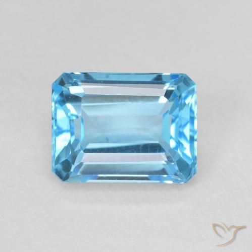 2.18ct Natural Azul Suíço Topázio, Corte Esmeralda, VVS