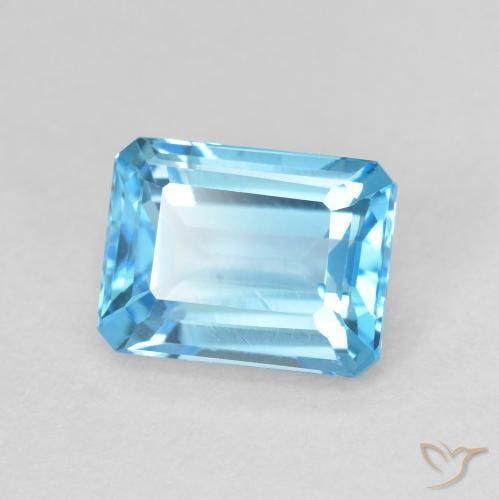 Topázio Azul Suíço Natural 2.18ct, Corte Octógono / Esmeralda, VVS