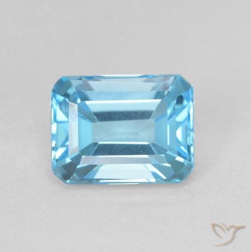 2.20ct Natural Azul Suíço Topázio, Corte Esmeralda, VVS