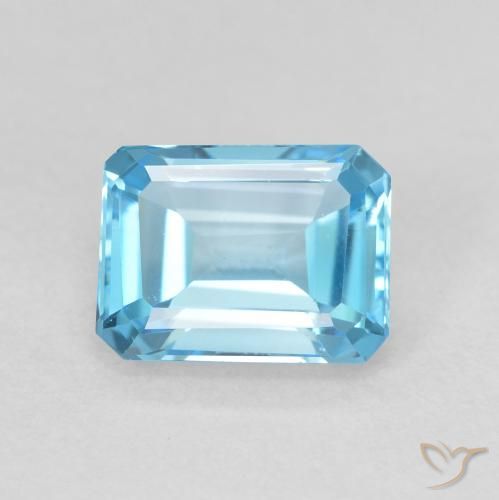 2.06ct Natural Azul Suíço Topázio, Corte Esmeralda, VVS