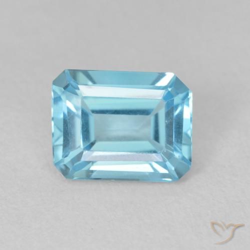 1.89ct Natural Azul Suíço Topázio, Corte Esmeralda, VVS