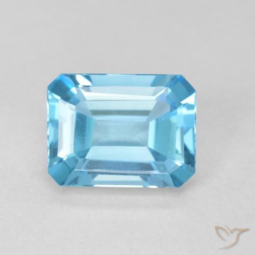 2.01ct Natural Azul Suíço Topázio, Corte Esmeralda, Translúcido