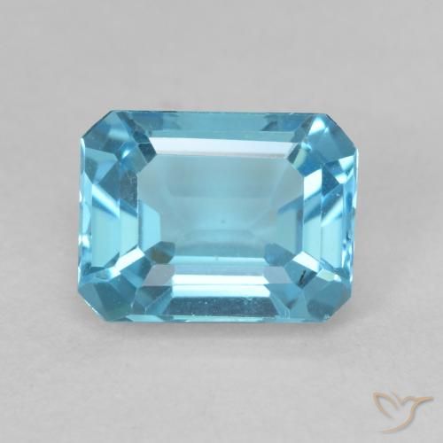 2.19ct Natural Azul Suíço Topázio, Corte Esmeralda, VVS