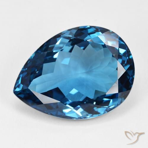 46.46ct Natural Londres Azul Topázio, Formato de pêra, IF