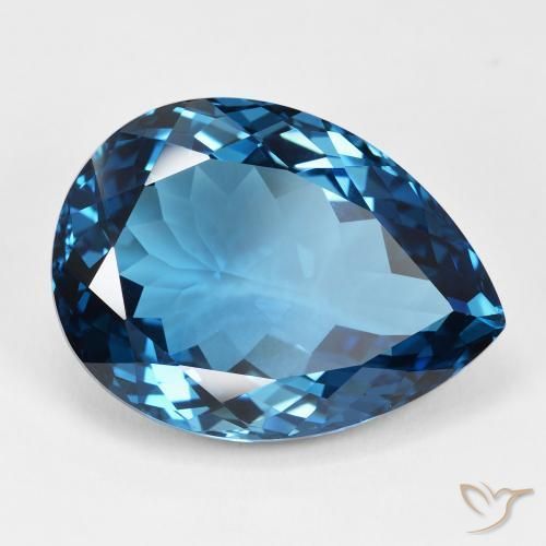 Topázio Londres Azul Natural 46.46ct, Formato de pêra, IF