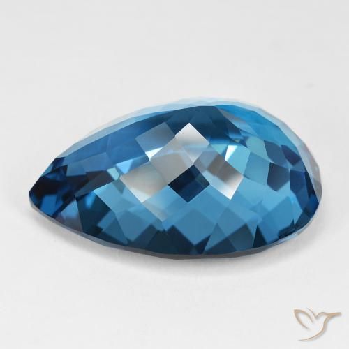Topázio Londres Azul Natural 46.46ct, Formato de pêra, IF