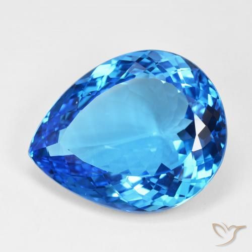 55.81ct Natural Azul Azure Profundo Topázio, Formato de pêra, IF