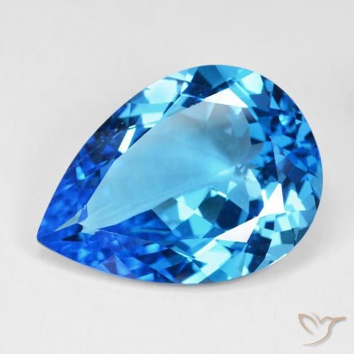29.39ct Natural Azul Suíço Profundo Topázio, Formato de pêra, VS