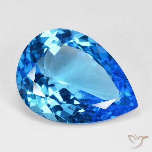 Topázio Azul Suíço Profundo Natural 29.39ct, Formato de pêra, VS