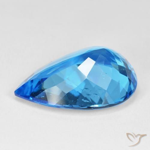 Topázio Azul Suíço Profundo Natural 29.39ct, Formato de pêra, VS
