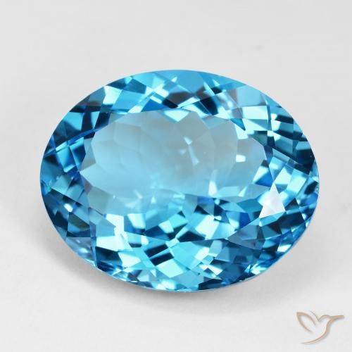 Topázio Azul Suíço Natural 35.58ct, oval, VVS