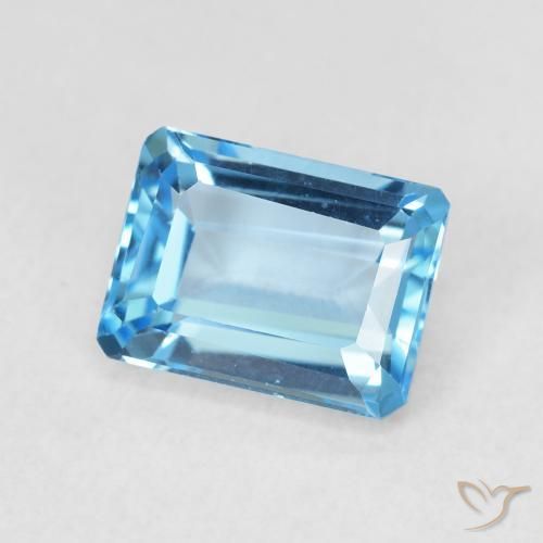 Topázio Azul Suíço Natural 2.31ct, Corte Octógono / Esmeralda, VVS