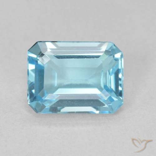 1.90ct Natural Azul Suíço Topázio, Corte Esmeralda, VVS