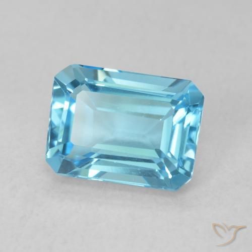 Topázio azul natural 1,86ct, corte esmeralda, VVS