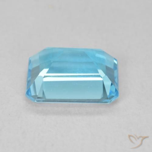 Topázio azul natural 1,86ct, corte esmeralda, VVS