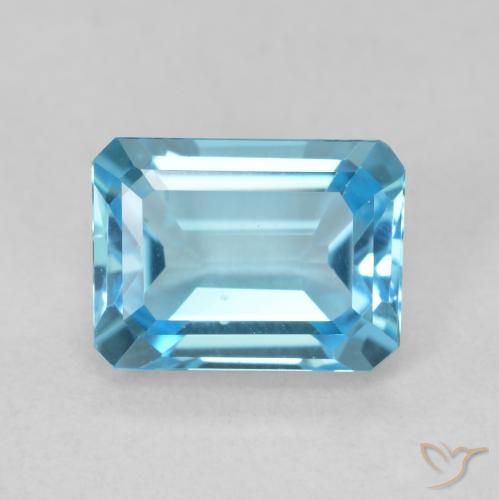 2.04ct Natural Azul Suíço Topázio, Corte Esmeralda, VVS