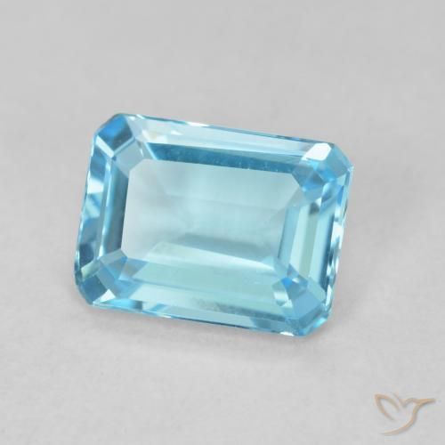 Topázio Azul Suíço Natural 1.64ct, Corte Octógono / Esmeralda, VVS