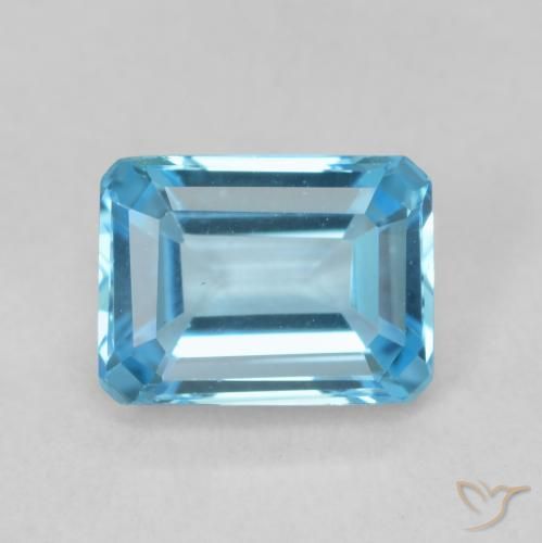 2.00ct Natural Azul Suíço Topázio, Corte Esmeralda, VVS-VS