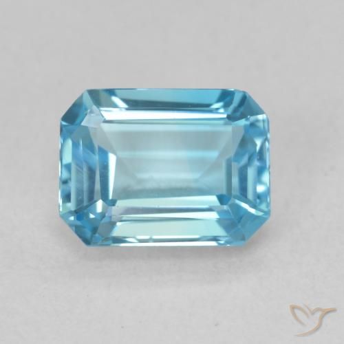 2.03ct Natural Azul Suíço Topázio, Corte Esmeralda, VVS