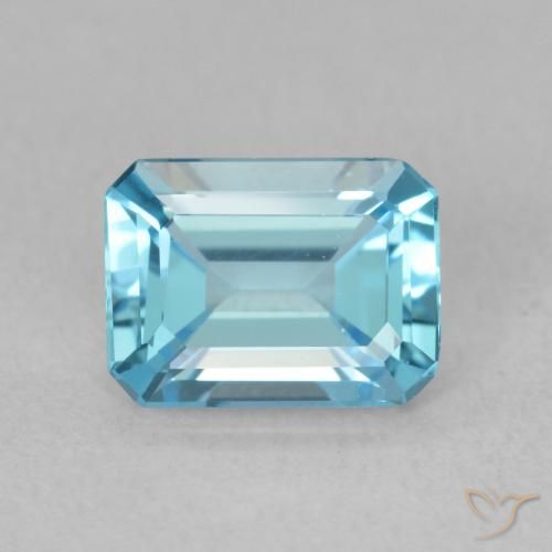 1.74ct Natural Azul Suíço Topázio, Corte Esmeralda, VVS
