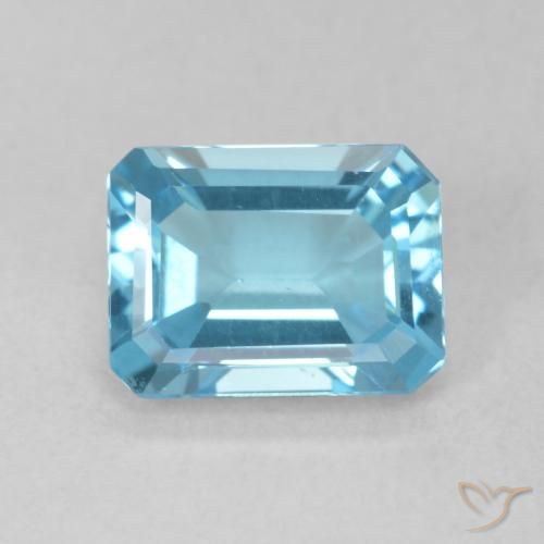 1.74ct Natural Azul Suíço Topázio, Corte Esmeralda, VVS-VS