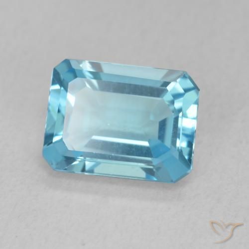 Topázio Azul Suíço Natural 1.74ct, Corte Octógono / Esmeralda, VVS-VS
