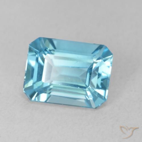 Topázio Azul Suíço Natural 1.81ct, Corte Octógono / Esmeralda, VVS-VS
