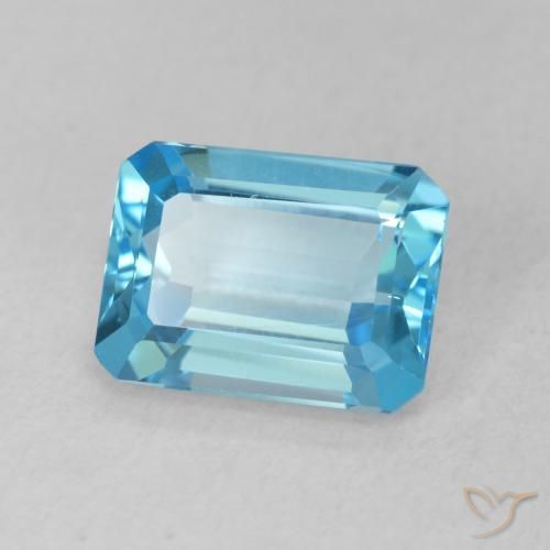 Topázio Azul Suíço Natural 1.86ct, Corte Octógono / Esmeralda, VVS-VS