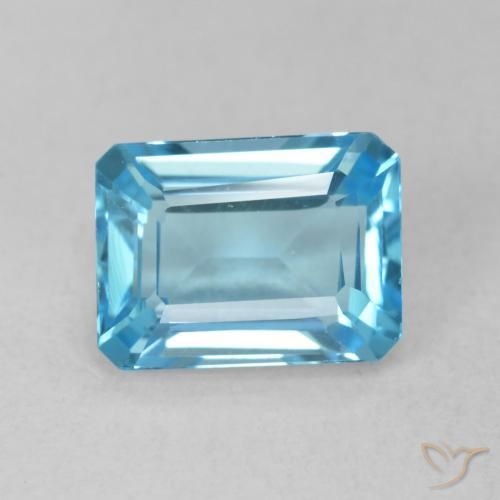 2.06ct Natural Azul Suíço Topázio, Corte Esmeralda, VVS-VS