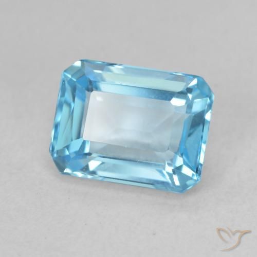Topázio Azul Suíço Natural 2.11ct, Corte Octógono / Esmeralda, VVS