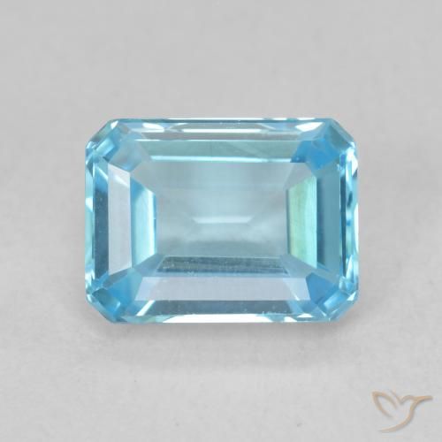 2.11ct Natural Azul Suíço Topázio, Corte Esmeralda, VVS