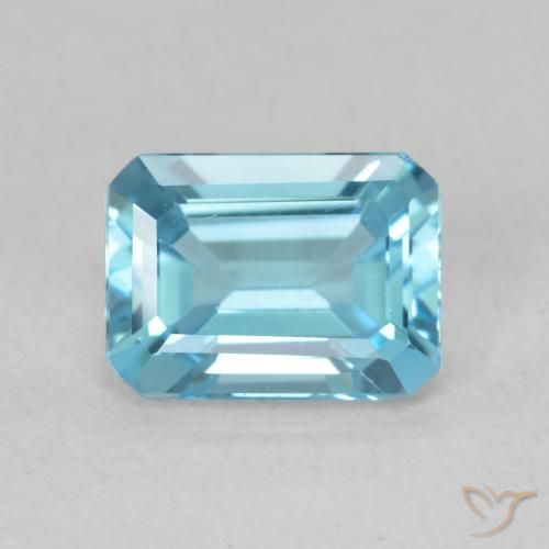 1.82ct Natural Azul Esverdeado Claro Topázio, Corte Esmeralda, VVS