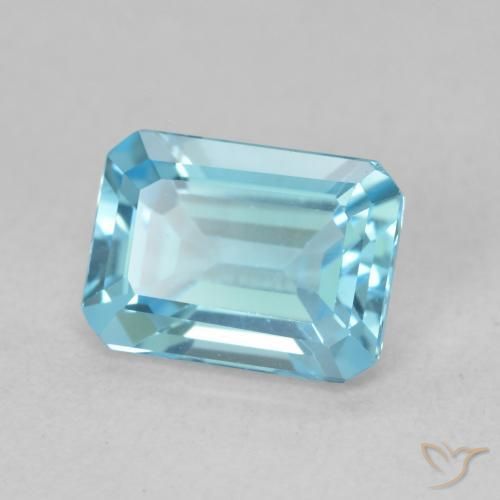 Topázio azul natural 1,82ct, corte esmeralda, VVS