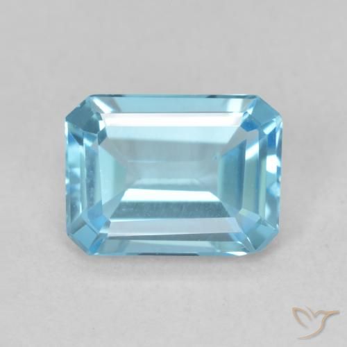 1.74ct Natural Azul Suíço Topázio, Corte Esmeralda, VVS