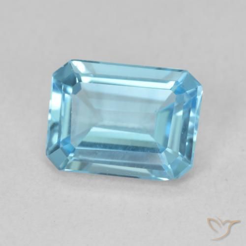 Topázio Azul Suíço Natural 1.74ct, Corte Octógono / Esmeralda, VVS