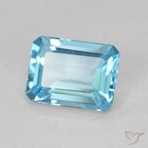 Topázio Azul Suíço Natural 1.85ct, Corte Octógono / Esmeralda, VVS