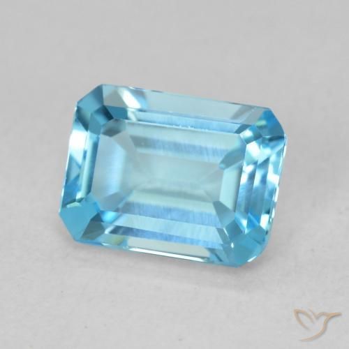 Topázio Azul Suíço Natural 1.93ct, Corte Octógono / Esmeralda, VVS