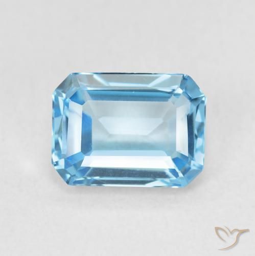 1.80ct Natural Azul Suíço Topázio, Corte Esmeralda, VVS